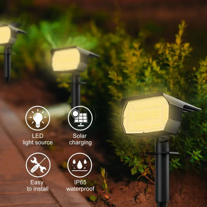 72/68 LED Solar Landscape Lights, IP65 Waterproof Outdoor Solar Light with 3 Modes, Solar Garden Spotlight for Yard, Lawn, Walkway. - 02ALABA