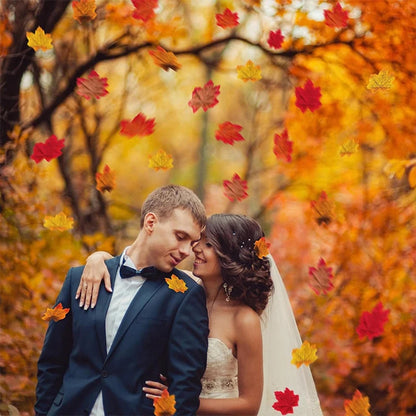 50/100 Pieces Artificial Silk Maple Leaves, Autumn Faux Leaf Garlands, Maple Leaf Vines for Thanksgiving, Halloween, and Wedding Party Decorations. - 02ALABA