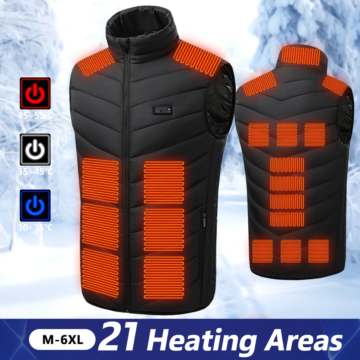 USB-Powered Heated Vest for Men and Women - Electric Heating Jacket with Adjustable Temperature for Outdoor Sports, Camping, Motorcycling, and Winter Activities - 02ALABA