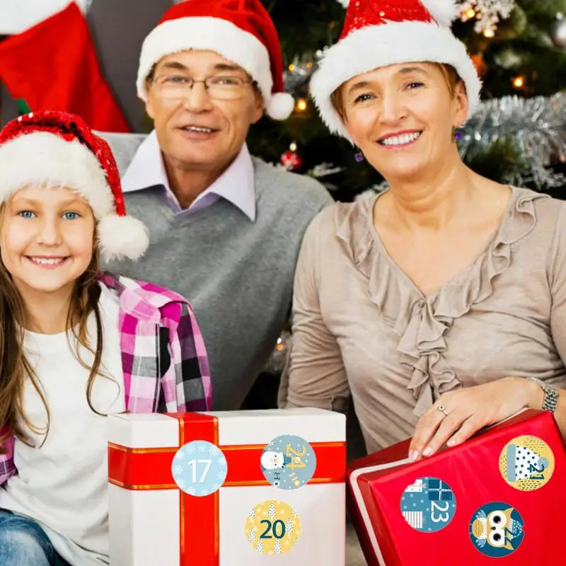 1 Piece 24-Day Christmas Advent Calendar Number Stickers, Multi-Function Gift Packaging Adhesive Labels, Sealing Sticker Decorations. - 02ALABA
