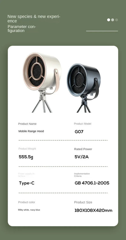 New Portable Exhaust Fan Small Kitchen Hood Extractor Barbecue USB Supply Desktop Range Hoods Mini Suction Cooker Hood