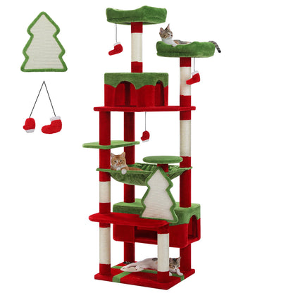 Large Cat Tree and Tower for Indoor Cats With Sisal-Covered Scratching Posts Spacious Hammock Padded Perches and Condos Cat Toys