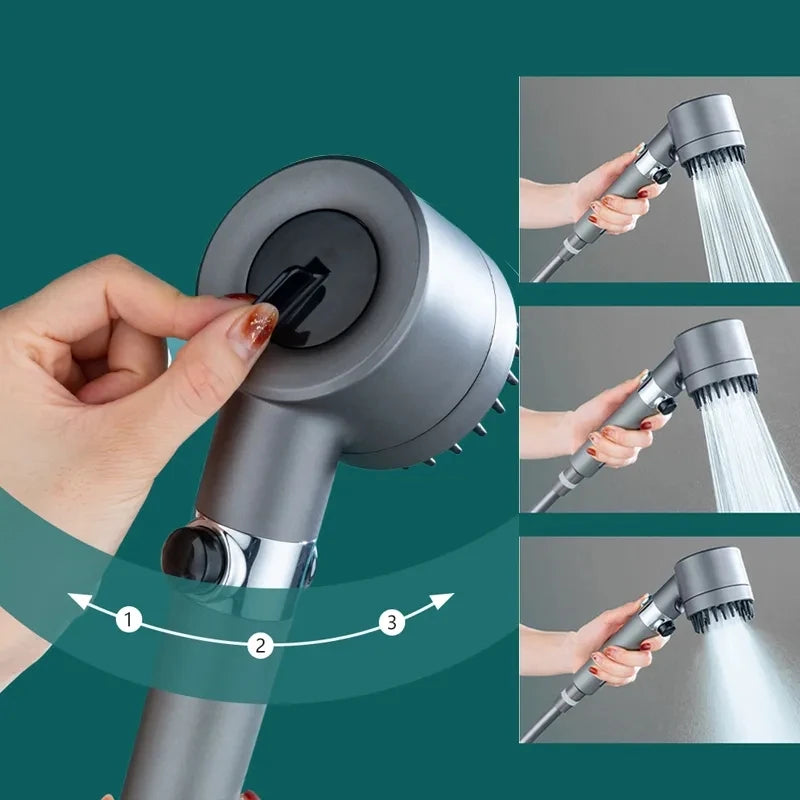 3 Modes Shower Head Adjustable High Pressure bathroom Accessories - 02ALABA