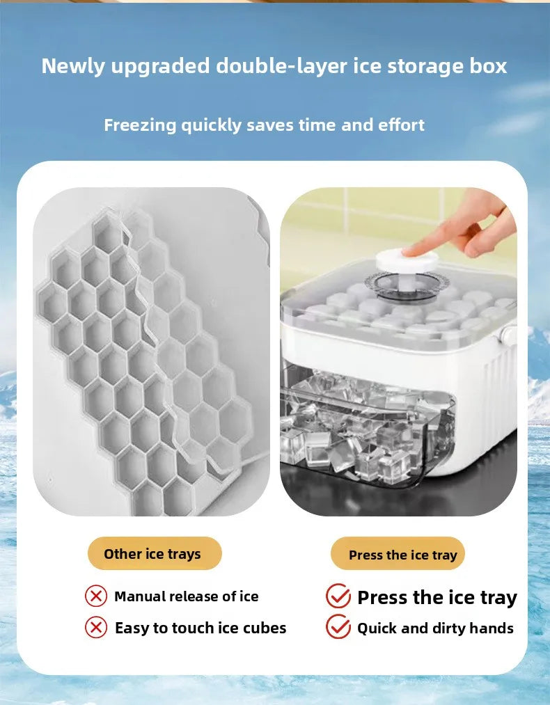 50-Cube Ice Maker with Easy Press Cap with Easy-press Lid Large Capacity Ice Cube Machine Reusable Food-grade Ice Cube Mold