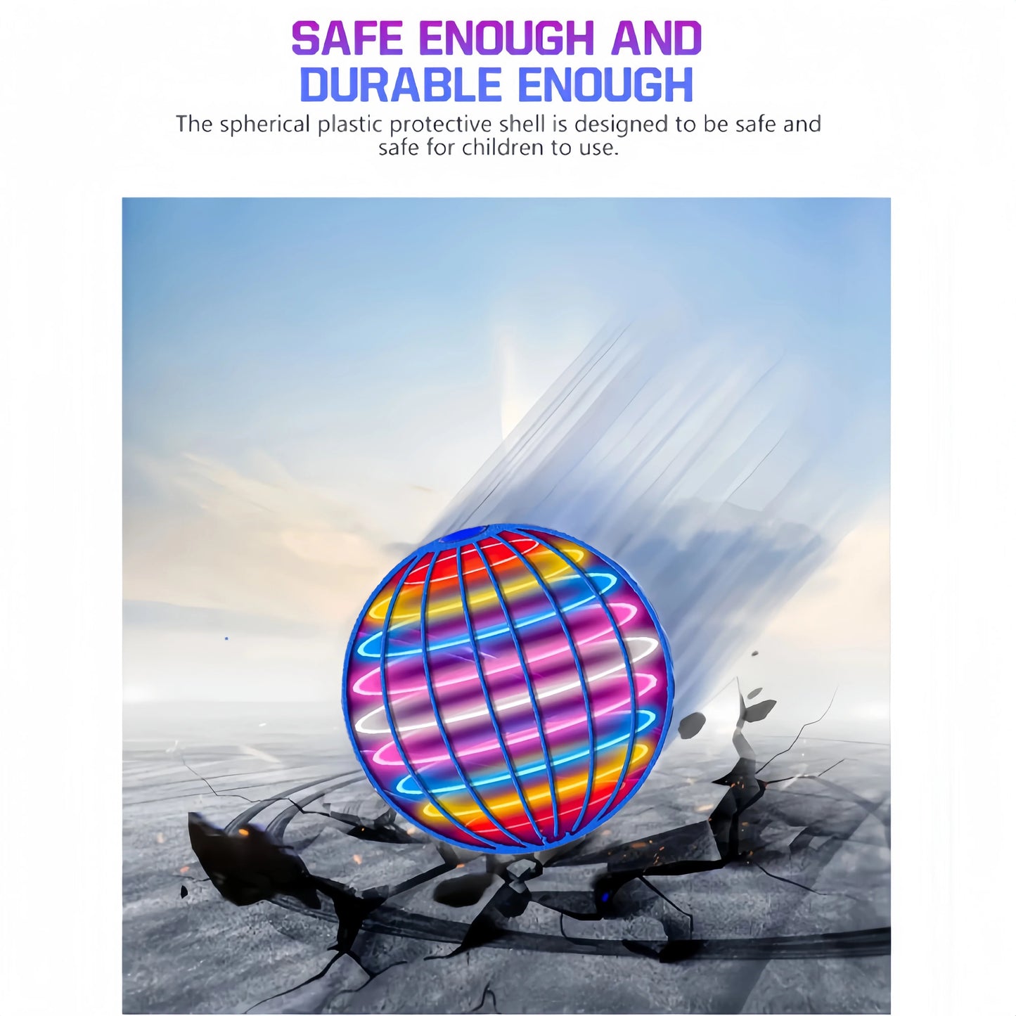  Flying Ball Children's Hand Controlled Color LED Cosmic Globe 360 °Rotating Suspension Ball Suitable for Indoor and Outdoor Toy