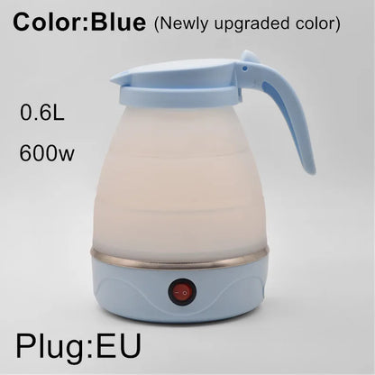 220V 0.6L Mini Folding Kettle Portable Water Heater 600W Silicone Compression Electric Kettle Home Kettle Easy To Travel