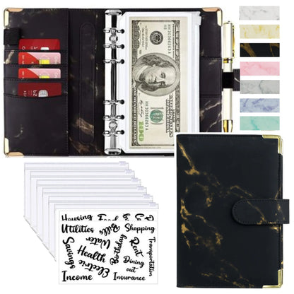 A6 Money Saving Organizer PU Leather Budget Binder Marble Notebook Budgets Planner 2023 Envelope Office School Supplies