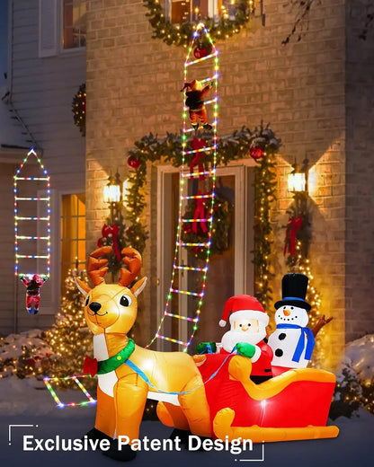 LED Christmas Lights featuring Santa Claus Climbing a Ladder, suitable for Indoor and Outdoor Window Garden Christmas Tree Decoration. - 02ALABA