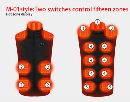 USB-Powered Heated Vest for Men and Women - Electric Heating Jacket with Adjustable Temperature for Outdoor Sports, Camping, Motorcycling, and Winter Activities