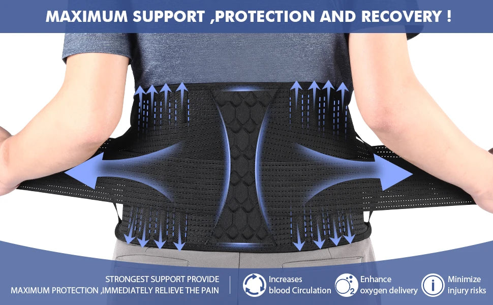 Adjustable Lumbar Support Belt - Breathable Lower Back Brace for Lifting, Herniated Disc, Sciatica & Pain Relief