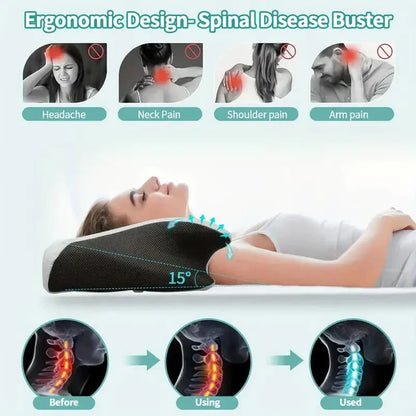 Memory Foam Cervical Pillow, Neck Massage Pillow,Butterfly Pillow,2 in 1 Ergonomic Contour Orthopedic Pillow for Neck Pain - 02ALABA