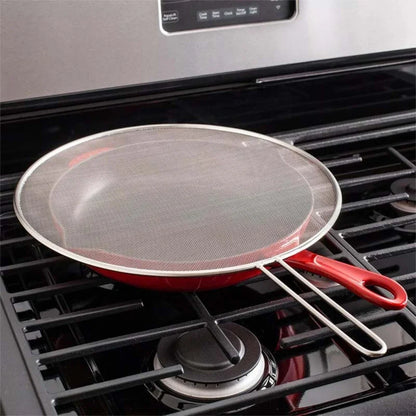 Stainless Steel Oil-Splash Guard for Cooking – Split Design Non-Stick Splatter Cover for Pans & Pots, Reusable Kitchen Tool