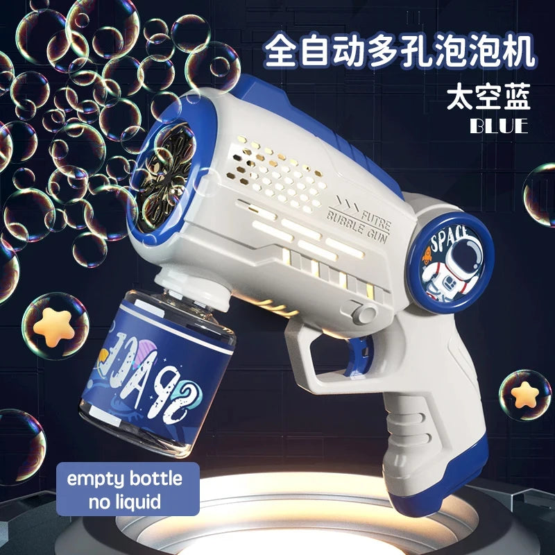 New Porous Astronaut Electric Bubble Gun Kid Toy Bubbles Machine Automatic Soap Blower with Light Summer Outdoor Party Games toy