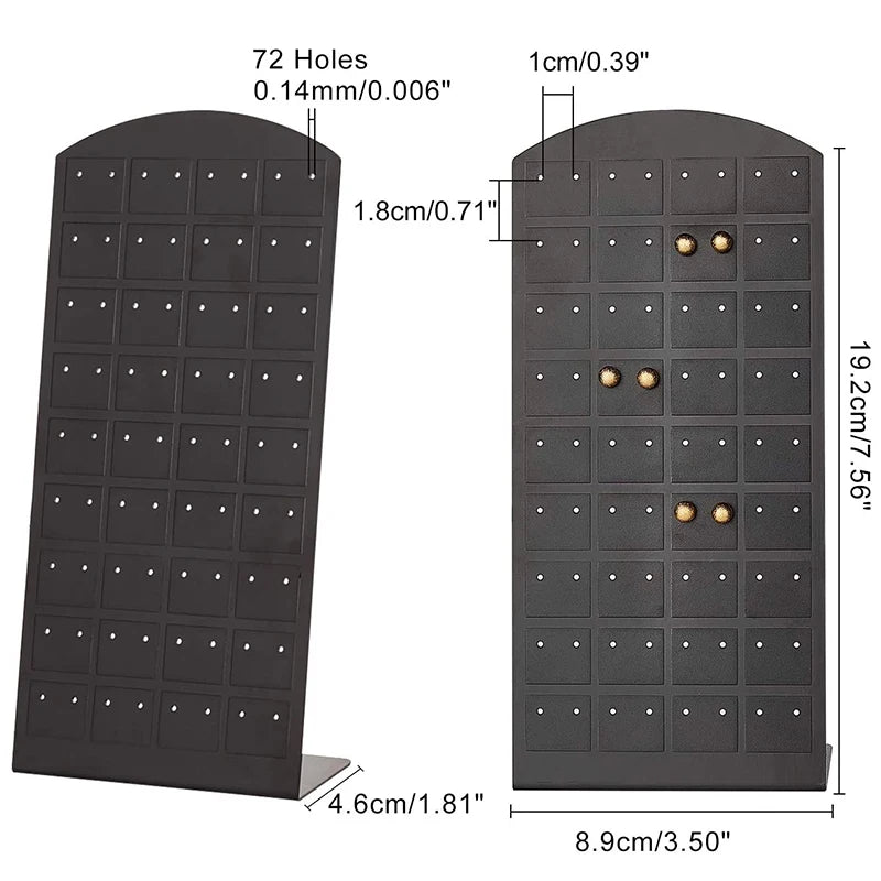 2pcs 48/72Holes Portable Earrings Ear Studs Holder Plastic Jewelry Display Holders Earring Showcase Organizer Stand Storage Rack