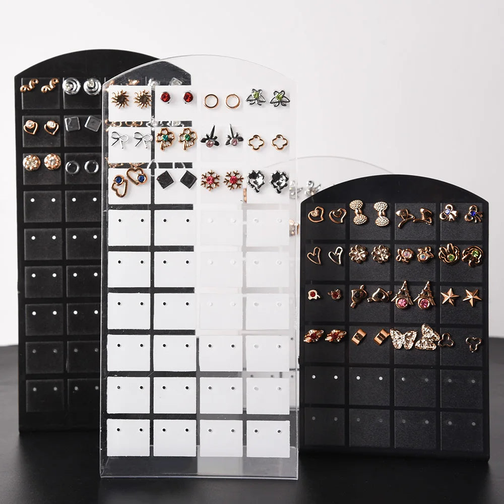 2pcs 48/72Holes Portable Earrings Ear Studs Holder Plastic Jewelry Display Holders Earring Showcase Organizer Stand Storage Rack