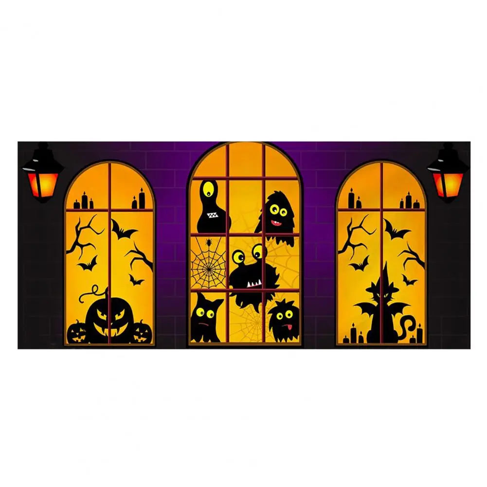 Halloween Witch Garage Door Tapestry - Spooky, Haunted House Decoration Set with easy Installation Package - 02ALABA