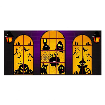 Halloween Witch Garage Door Tapestry - Spooky, Haunted House Decoration Set with easy Installation Package - 02ALABA
