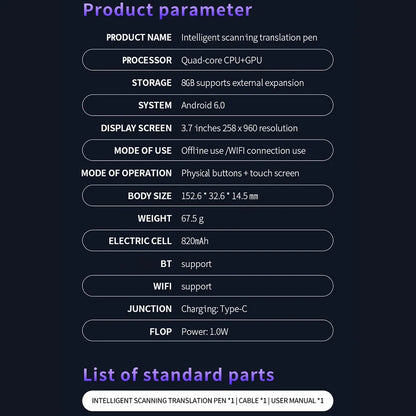 S65 Pro Smart MultifunctionTranslation Real Time Languages Translator Business Dictionary Pen Voice Scan Translator Pen