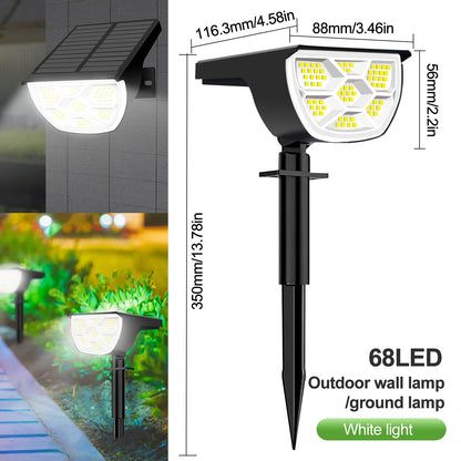 72/68 LED Solar Landscape Lights, IP65 Waterproof Outdoor Solar Light with 3 Modes, Solar Garden Spotlight for Yard, Lawn, Walkway. - 02ALABA