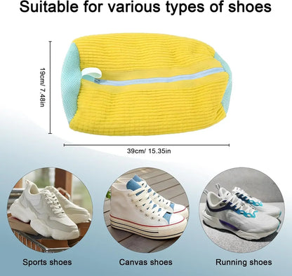 Machine Washable Shoe Washing & Drying Bag with Soft Fiber - Durable Polyester Laundry Protector for Shoes Adjustable Strap
