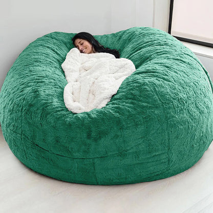 No-Stuffing Gray Bean Bag Chair: Giant Pouf Sofa Bed, Puff Futon Room Seat, Tatami Relax Lounge Furniture - Bag Case Only - 02ALABA