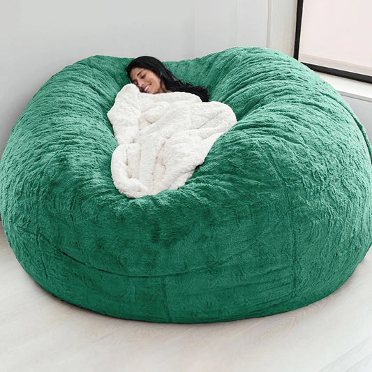 No-Stuffing Gray Bean Bag Chair: Giant Pouf Sofa Bed, Puff Futon Room Seat, Tatami Relax Lounge Furniture - Bag Case Only - 02ALABA