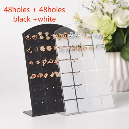 2pcs 48/72Holes Portable Earrings Ear Studs Holder Plastic Jewelry Display Holders Earring Showcase Organizer Stand Storage Rack