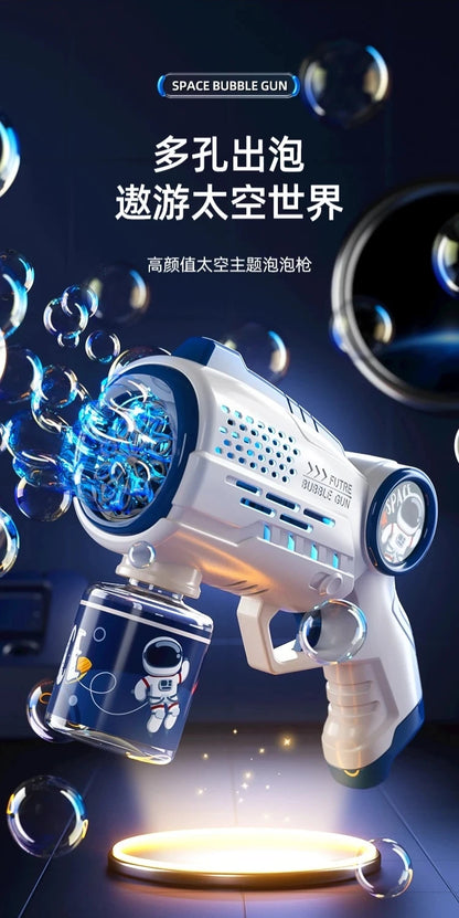 New Porous Astronaut Electric Bubble Gun Kid Toy Bubbles Machine Automatic Soap Blower with Light Summer Outdoor Party Games toy