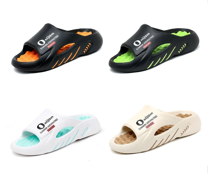 Discover the New Men's Massage Slippers, perfect for both indoor and outdoor use. These casual beach sandals feature a comfortable sole and come in a wide range of sizes from 38 to 47. - 02ALABA
