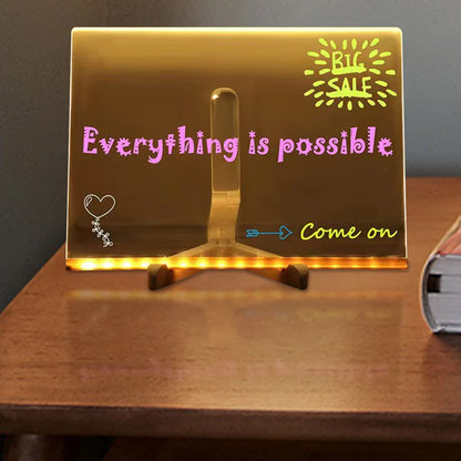 Light Up Acrylic Message Board Rewritable DIY Children's Glowing Drawing Board Message Lamp With 7 Colorful Pens