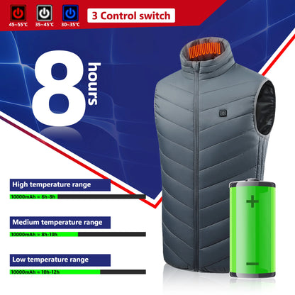 USB-Powered Heated Vest for Men and Women - Electric Heating Jacket with Adjustable Temperature for Outdoor Sports, Camping, Motorcycling, and Winter Activities - 02ALABA