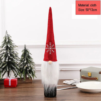 2024 Christmas Wine Bottle Cover Set, Golden Velvet Dress and Cap, Wine Bottle Bag Sleeve for Xmas and New Year Dinner Table Decoration. - 02ALABA