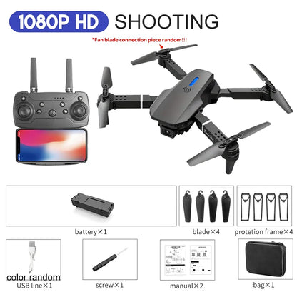 2024 E88Pro RC Drone 4K Professional with 1080P Wide-Angle HD Camera, Foldable Helicopter, Wi-Fi FPV, Height Hold, Gift Toy - 02ALABA
