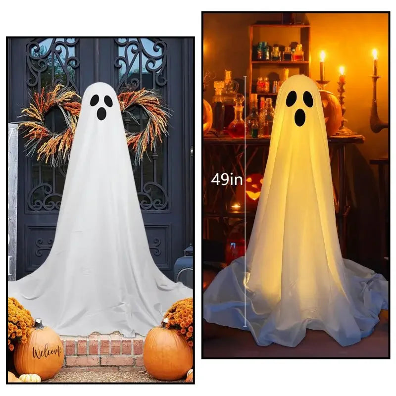 Spooky Ghost Halloween Decor With Light Strings Operated Front Door Standing Ghost Porch Courtyard Standing Halloween Decoration