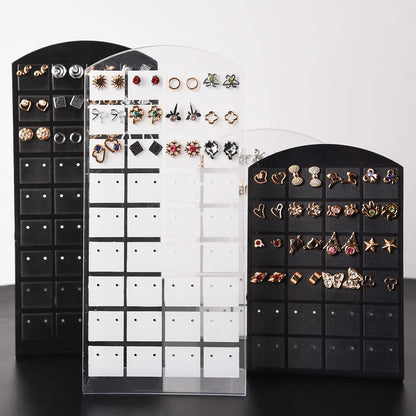 2pcs 48/72Holes Portable Earrings Ear Studs Holder Plastic Jewelry Display Holders Earring Showcase Organizer Stand Storage Rack
