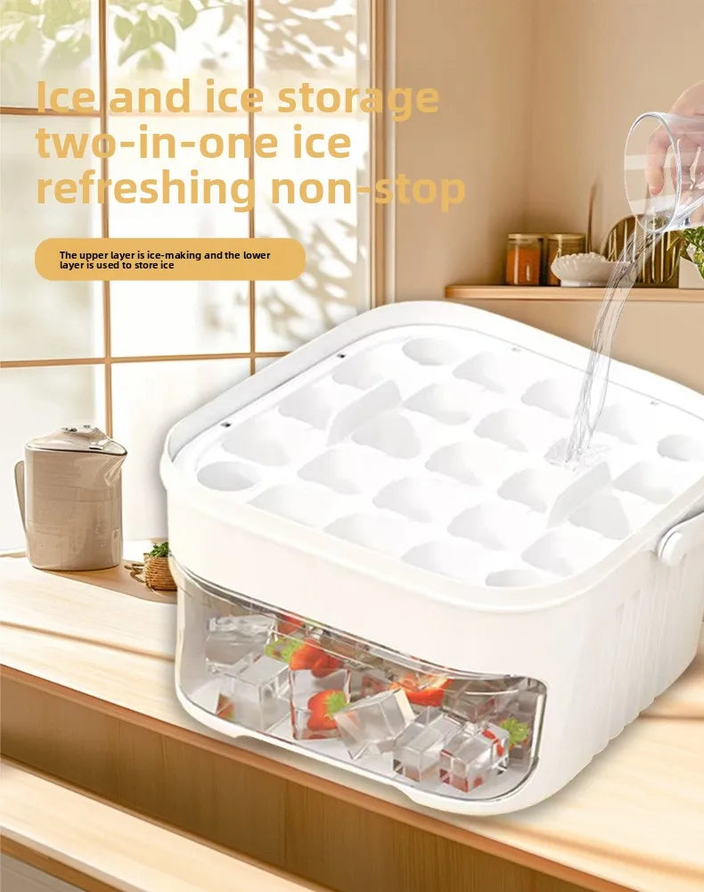 50-Cube Ice Maker with Easy Press Cap with Easy-press Lid Large Capacity Ice Cube Machine Reusable Food-grade Ice Cube Mold
