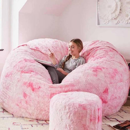 No Stuffed Gray Bean Bag Chair Giant Beanbag Pouf Sofa Bed Puff Futon Room Seat Tatami Relax Lounge Furniture Only Bag Case