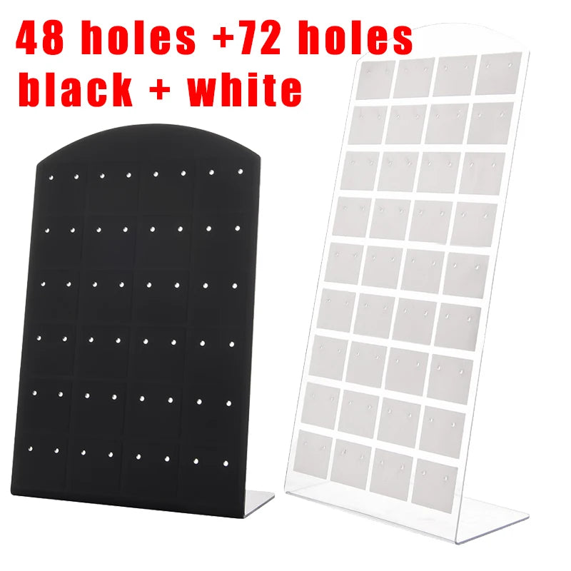 2pcs 48/72Holes Portable Earrings Ear Studs Holder Plastic Jewelry Display Holders Earring Showcase Organizer Stand Storage Rack