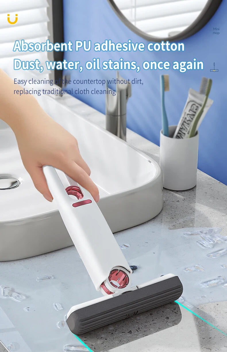 Mini Mop Powerful Squeeze Mini Mop Folding Home Cleaning Mops with Self-squeezing Floor Washing Mops Desk Window Car Clean Tools