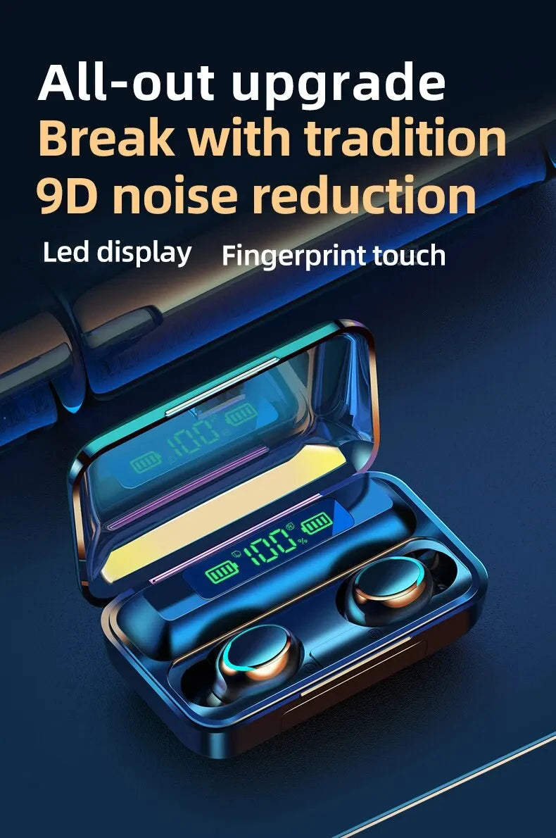 F9 Wireless Earphones Bluetooth TWS LED Dislpaly Binaural Headset Waterproof HD Calling CVC 8.0 Noise Reduction Headphones