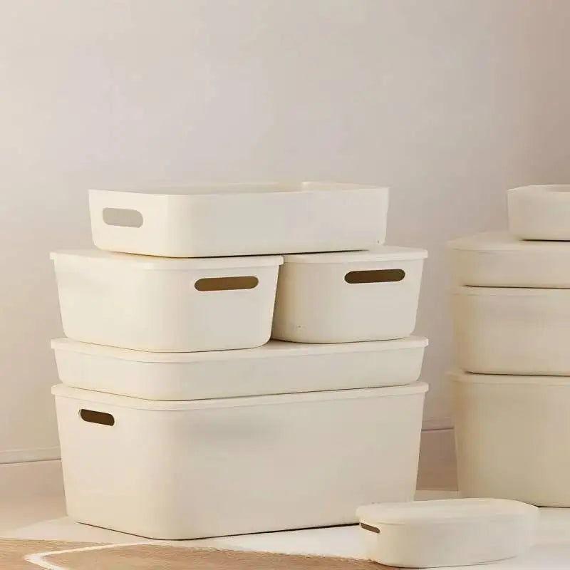 Ins Style Storage Box with Lid Dustproof Cosmetics Clothing Grocery Storage Bedroom Dormitory Storage Box Toy Storage