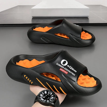 Discover the New Men's Massage Slippers, perfect for both indoor and outdoor use. These casual beach sandals feature a comfortable sole and come in a wide range of sizes from 38 to 47. - 02ALABA