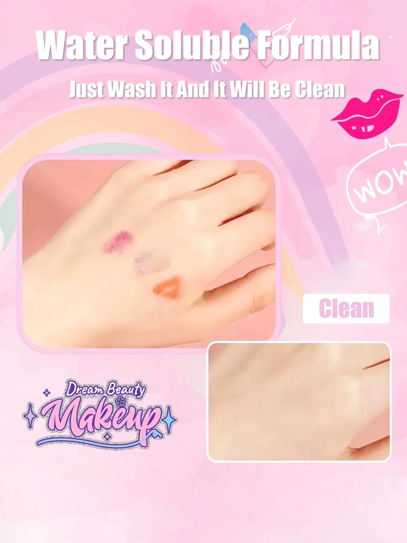 Kids Washable Makeup Kit - Pretend Play Cosmetic Set with Mirror, Non-Toxic & Safe Beauty Toys for Girls, Perfect Birthday Gift