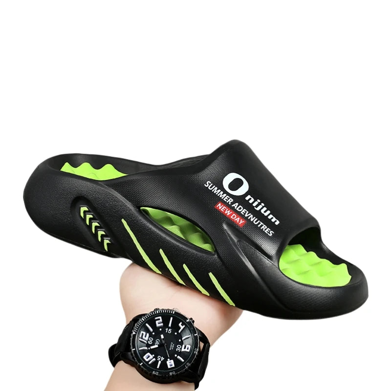 Discover the New Men's Massage Slippers, perfect for both indoor and outdoor use. These casual beach sandals feature a comfortable sole and come in a wide range of sizes from 38 to 47. - 02ALABA