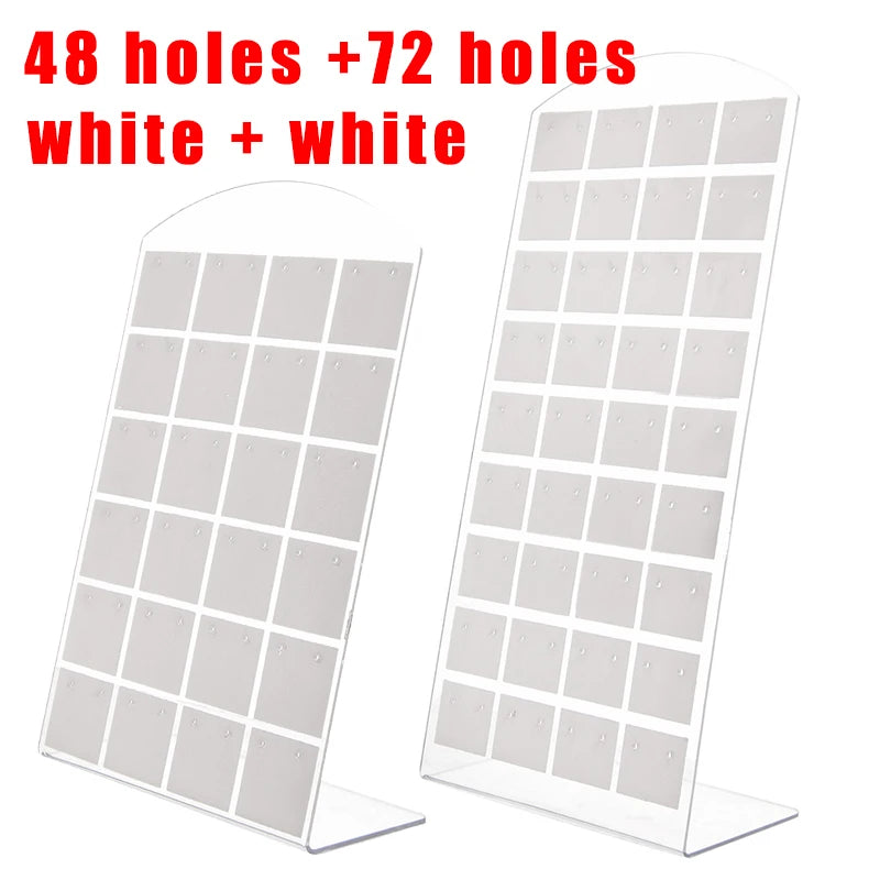 2pcs 48/72Holes Portable Earrings Ear Studs Holder Plastic Jewelry Display Holders Earring Showcase Organizer Stand Storage Rack