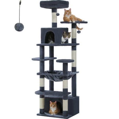 Large Cat Tree and Tower for Indoor Cats With Sisal-Covered Scratching Posts Spacious Hammock Padded Perches and Condos Cat Toys