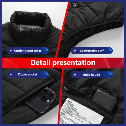 USB-Powered Heated Vest for Men and Women - Electric Heating Jacket with Adjustable Temperature for Outdoor Sports, Camping, Motorcycling, and Winter Activities - 02ALABA