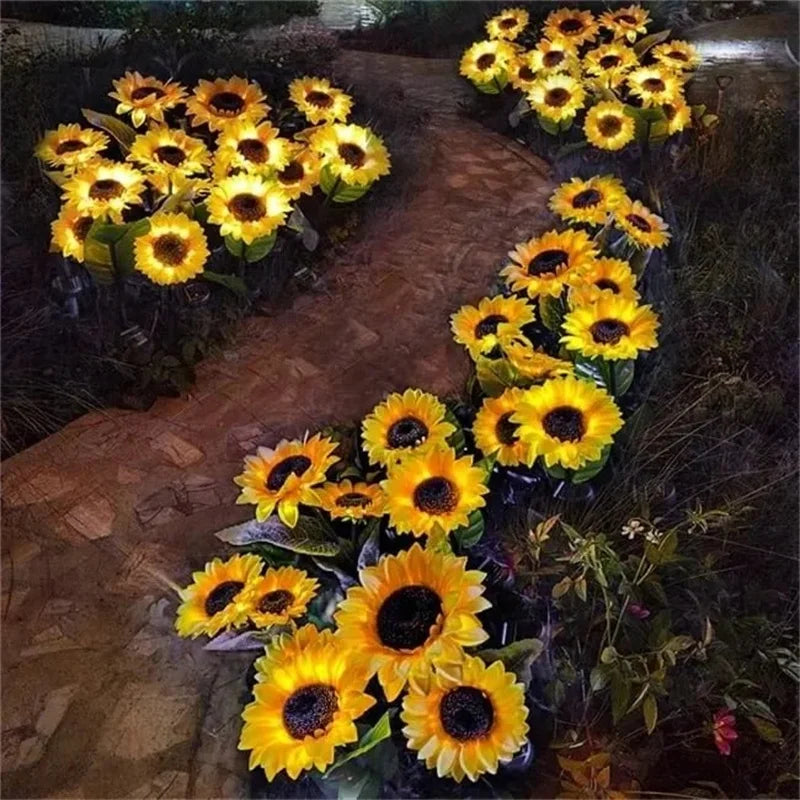 3 Heads 1 Head Solar Simulation Sunflower LED Lights Garden Yard Lawn Night Lights Landscape Lamp Decor Christmas Flower Light