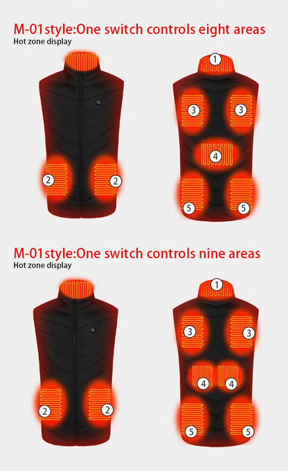 USB-Powered Heated Vest for Men and Women - Electric Heating Jacket with Adjustable Temperature for Outdoor Sports, Camping, Motorcycling, and Winter Activities