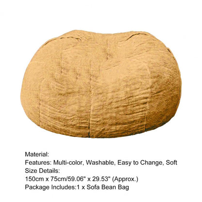 No Stuffed Gray Bean Bag Chair Giant Beanbag Pouf Sofa Bed Puff Futon Room Seat Tatami Relax Lounge Furniture Only Bag Case